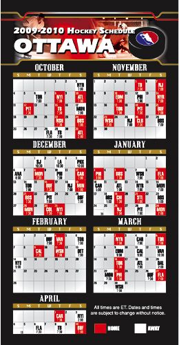 ReaMark Products: Ottawa Hockey Schedule